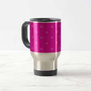 Pink hearts pattern travel mug