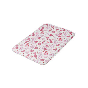 Pink Hearts Pattern Valentine's Day Bath Mat
