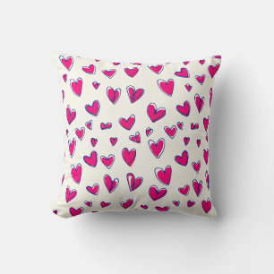 Pink Hearts Pattern Valentine's Day Decor Cushion