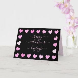 Pink Hearts Pattern Valentine's Day Greeting Card