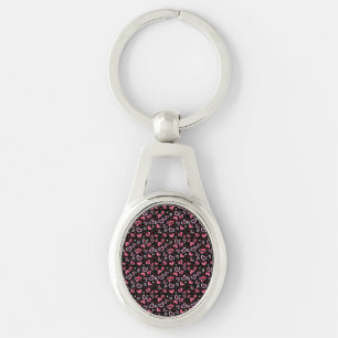 Pink Hearts Pattern Valentine's Day Key Ring