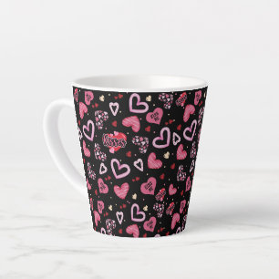 Pink Hearts Pattern Valentine's Day Latte Mug