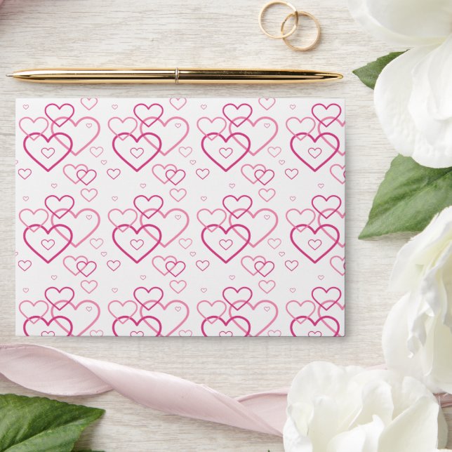 Pink Hearts Pattern Valentine's Day Love Hearts Envelope (Wedding)
