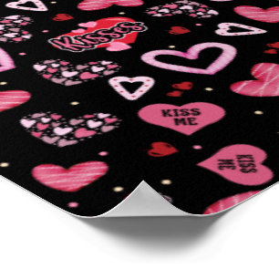 Pink Hearts Pattern Valentine's Day Poster