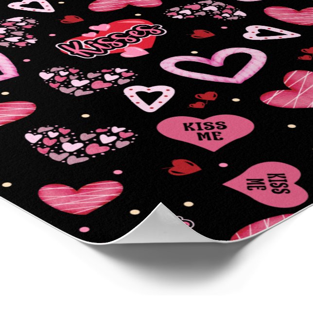 Pink Hearts Pattern Valentine's Day Poster (Corner)