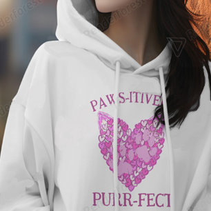 Pink Hearts Paws Cat/Dog Animal Lovers Valentines  Hoodie