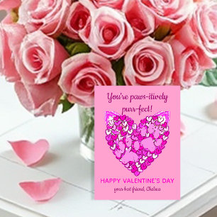Pink Hearts Paws Cat/Dog Animal Lovers Valentines  Postcard