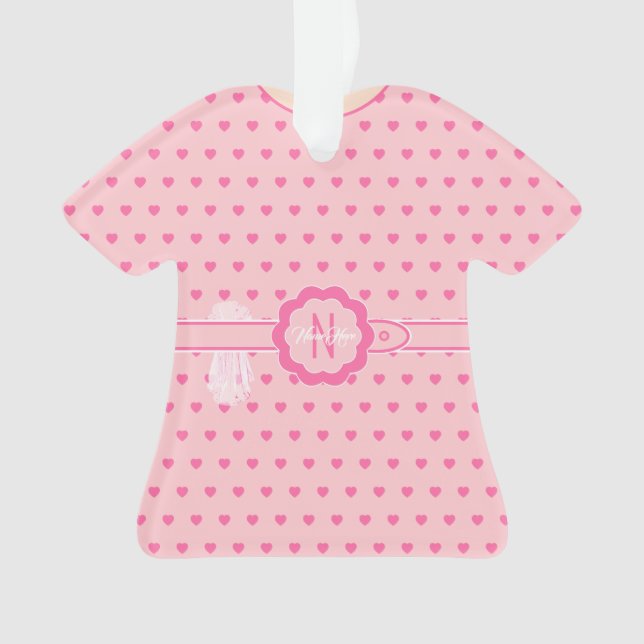 Pink Hearts Peach and Pink Dress Figurine TShirt Ornament (Front)
