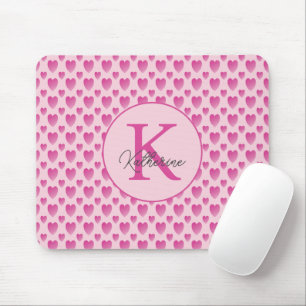 Pink Hearts Personalised Monogram Mouse Mat