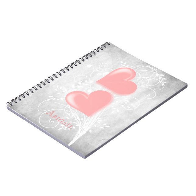 Pink Hearts Personalised Notebook (Left Side)