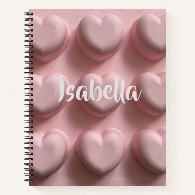 Pink Hearts Personalised Spiral Notebook (Front)