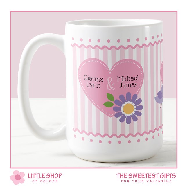 Pink Hearts Personalised Valentines Day Coffee Mug (Creator Uploaded)