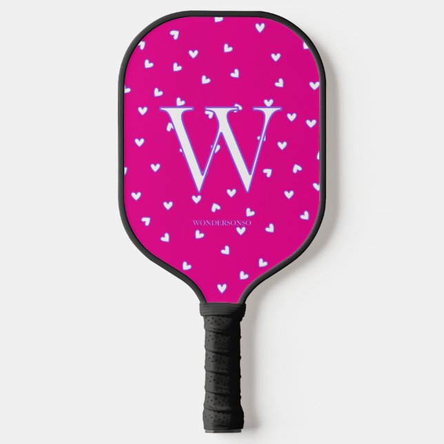 Pink Hearts Pickleball Paddle (Front)