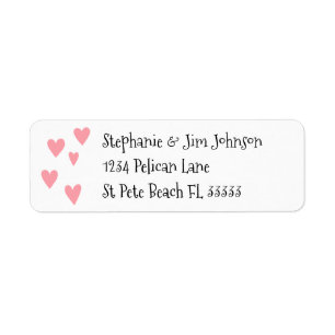 Pink Hearts Return Address Label