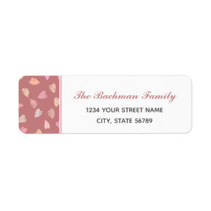 Pink Hearts Return Address Label