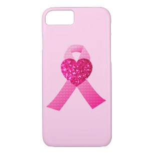 Pink Hearts Ribbon Breast Cancer Awareness Glitter Case-Mate iPhone Case