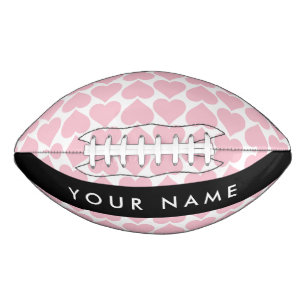 Pink Hearts, Romantic, Your Name, Personalise American Football