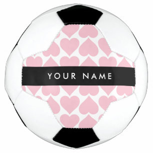 Pink Hearts, Romantic, Your Name, Personalise Football