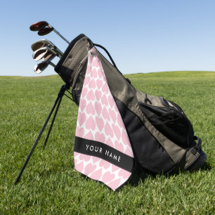 Pink Hearts, Romantic, Your Name, Personalise Golf Towel
