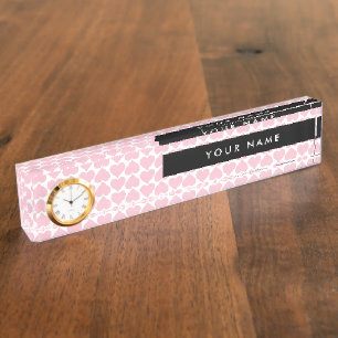 Pink Hearts, Romantic, Your Name, Personalise Nameplate