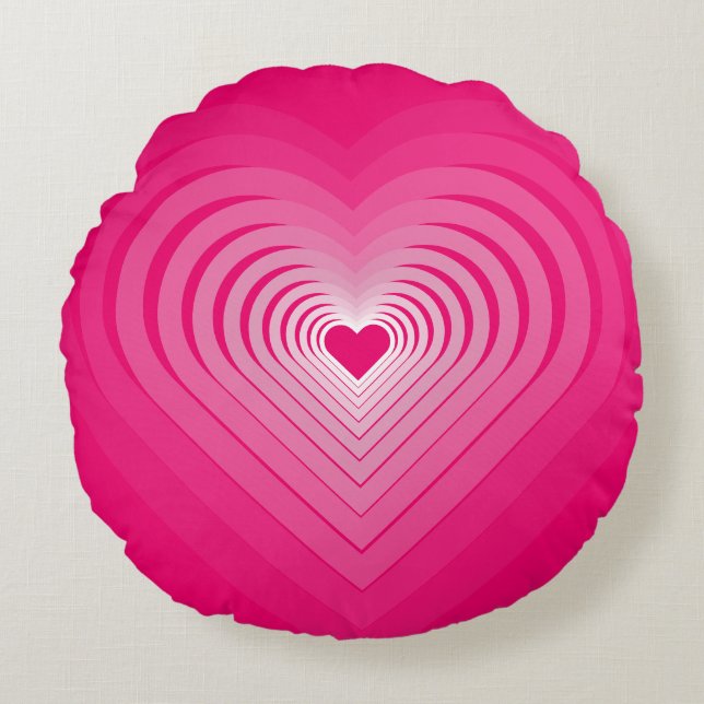 Pink Hearts Round Pillow - Love (Front)