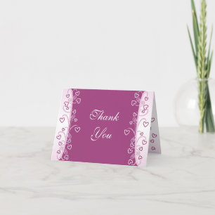 Pink Hearts Scrolls Thank You Card