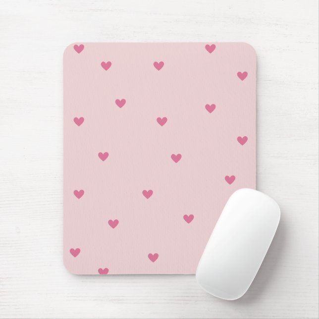 Pink Hearts Seamless Pattern – Cute Valentine Mouse Mat (With Mouse)