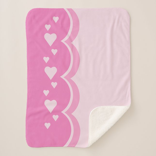 Pink Hearts Sherpa Blanket (Front)