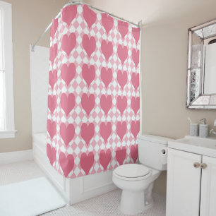 Pink Hearts Shower Curtain