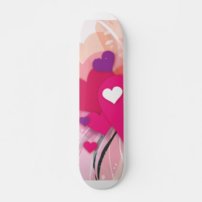 Pink Hearts Skateboard (Front)
