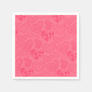 Pink Hearts Sketch Napkin