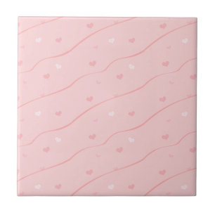 Pink Hearts Small Ceramic Tile