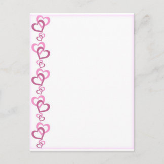pink hearts soft border postcard