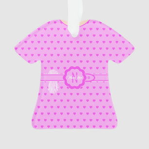 Pink Hearts Soft Lilac Dress Figurine TShirt Ornament