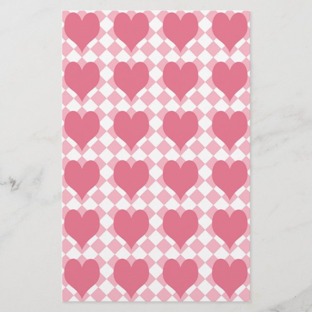 Pink Hearts Stationery (Front)