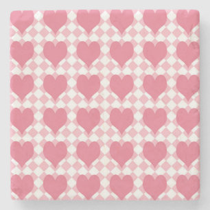 Pink Hearts Stone Coaster