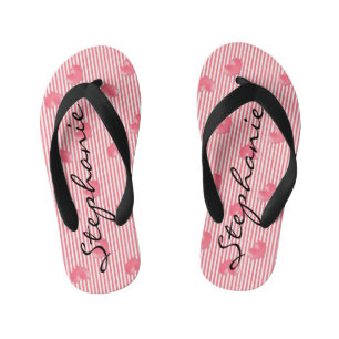Pink Hearts & Stripes Kid's Flip Flops