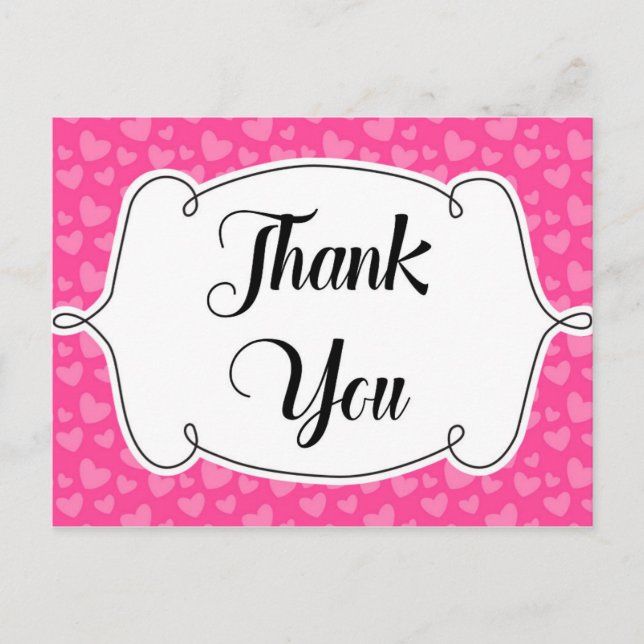 Pink Hearts Thank You Card (Front)