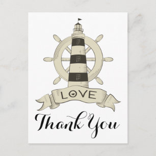 Pink Hearts Thank you Together Forever Wedding Postcard