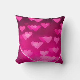 Pink Hearts Throw Pillow
