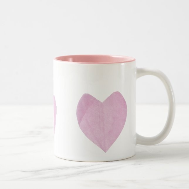 Pink hearts Two-Tone coffee mug (Right)