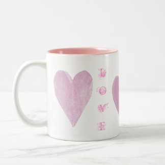 Pink hearts Two-Tone coffee mug