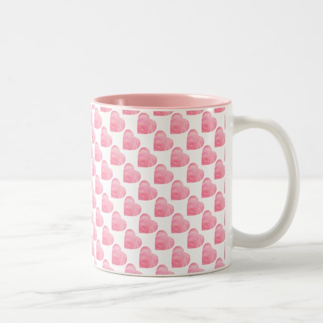 Pink Hearts Two-Tone Coffee Mug (Right)