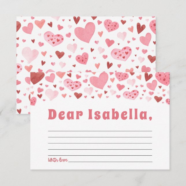 Pink Hearts Valentine 1st Birthday Time Capsule Enclosure Card (Front/Back)