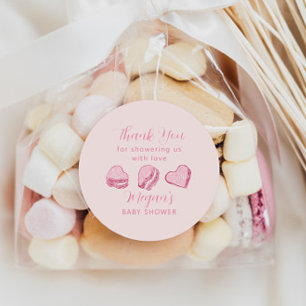 Pink Hearts Valentine Baby Shower Favour Classic Round Sticker
