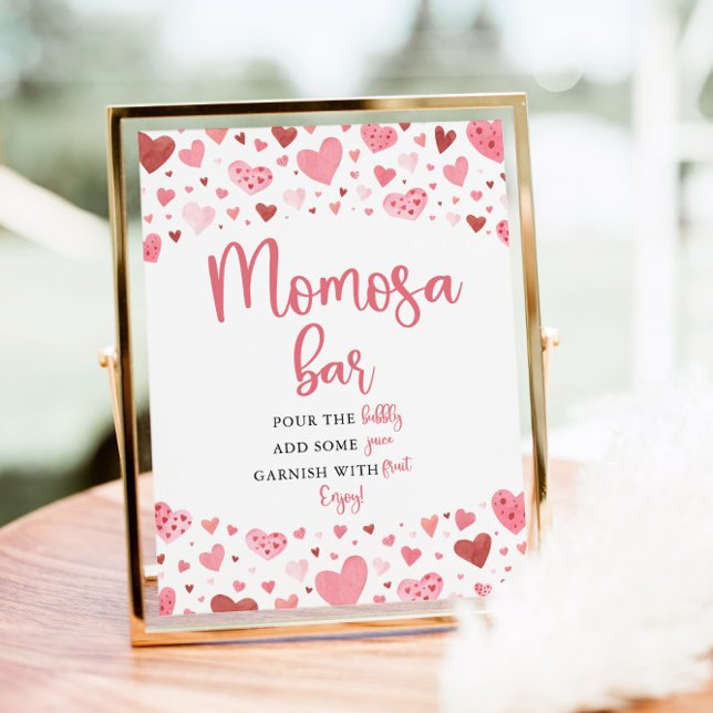 Pink Hearts Valentine Baby Shower Momosa Bar Sign (Creator Uploaded)