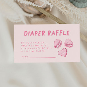Pink Hearts Valentine Diaper Raffle Ticket Enclosure Card