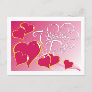 Pink Hearts Valentine Postcard