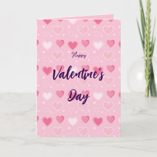 Pink hearts Valentine's Day card. Holiday Card