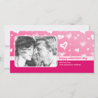 Pink Hearts Valentine's Day photo card